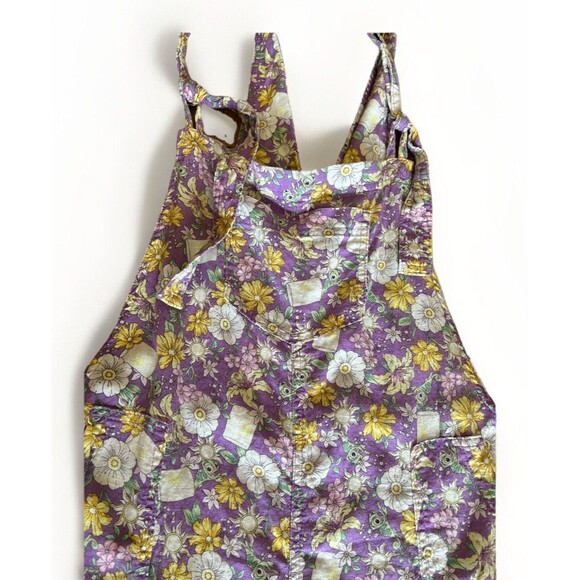 Disney Princess Linen Blend Overall Shorts Floral Woman’s Size Small Purple - Picture 4 of 10